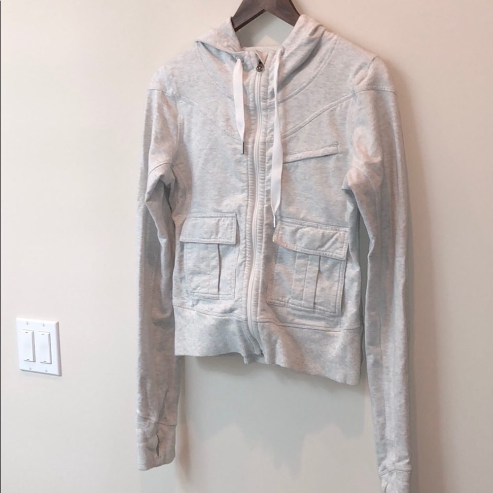 Lululemon, whitish-grey hoodie